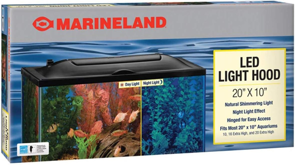 MarineLand LED Aquarium Hood 24 in x 12 in, Hinged Fish Tank Cover