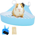 Hamiledyi Guinea Pig Potty Trainer Corner, Small Animals Triangle Plastic Litter Box, Bedding Litter Box Pee Pan Tray Toilet for Hamster Gerbil Bunny Ferret Chinchilla Hedgehog (Blue)
