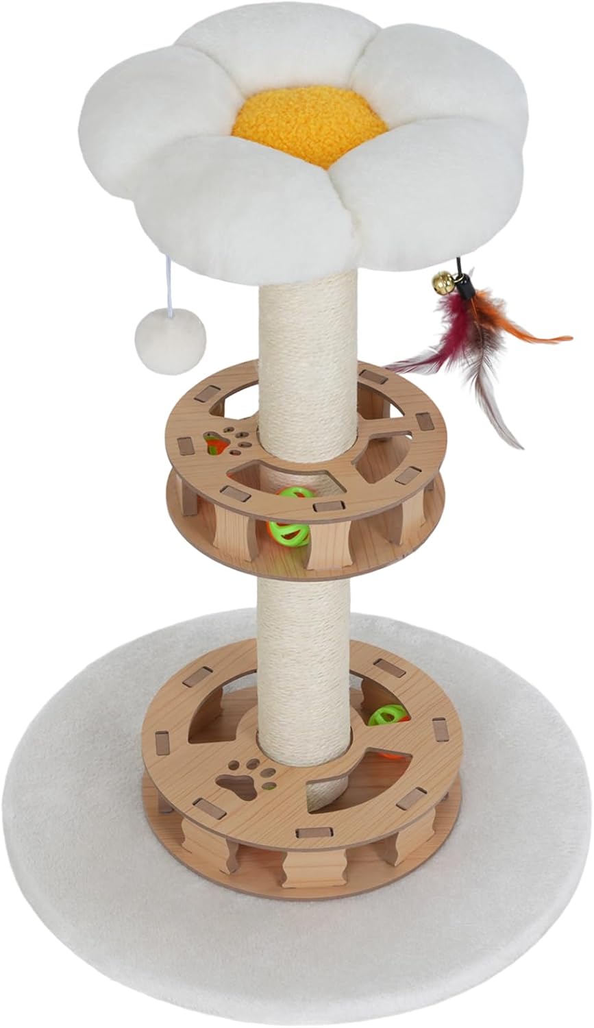 TWDEPART Cat Scratching Post Sisal Scratch Posts,with Hanging Ball and Cat Toys for Indoor Cats