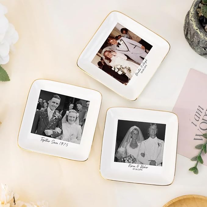 Custom Photo Ring Dish, Personalized Polaroid Picture Trinket Tray, Wedding - Image 8