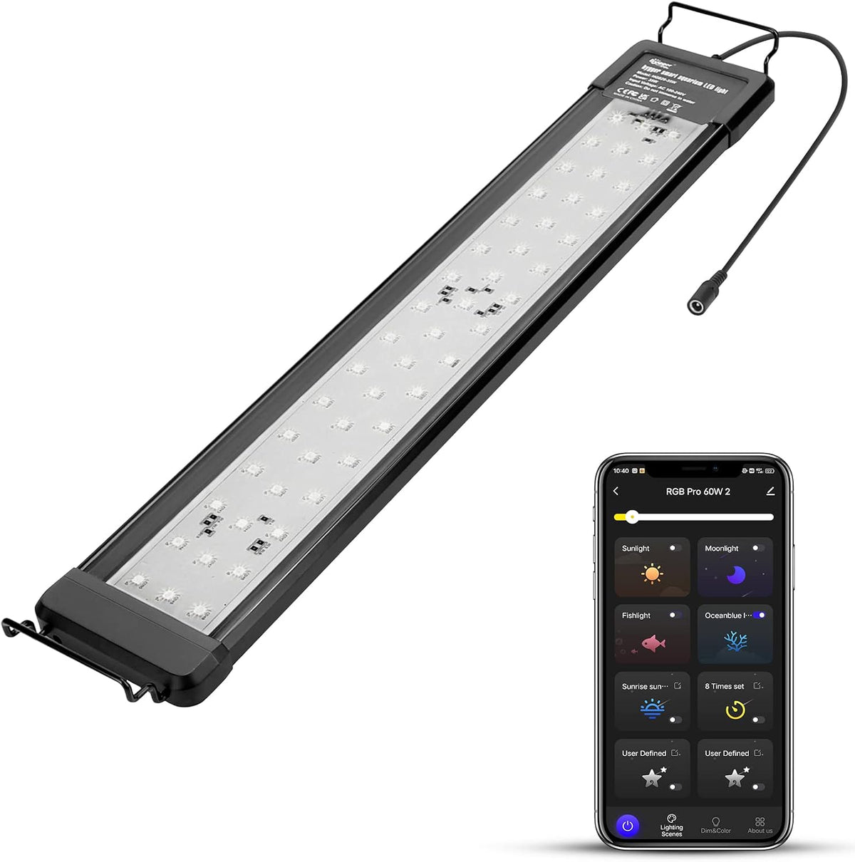 hygger 25W Smart Aquarium Light, Bluetooth LED Light with App Control, Full Spectrum Fish Tank Light with 24/7 Lighting Cycle, 5 Modes, Adjustable Timer, for 18"-24" Freshwater Planted Tank