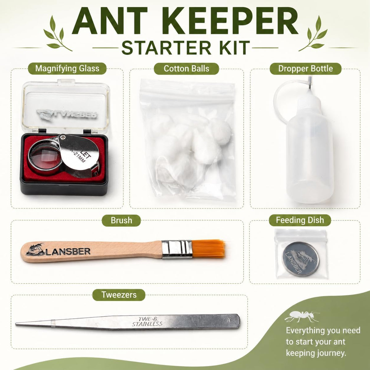 StackCore Stackable Series - White Habitat Combo (Flat Ant Nest) with Starter Tool Kit