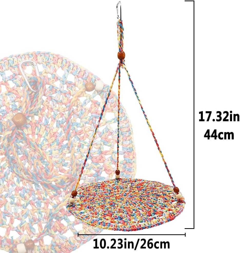 Handwoven Hammock Bearded Dragon Rest Bed Habitats Supplies Climbing Terrarium for Lizard Leopard Gecko Parrots Parakeet Cockatiel Rats Snake Hamster Squirrel Chameleon Small Birds (Dazzling Orange)