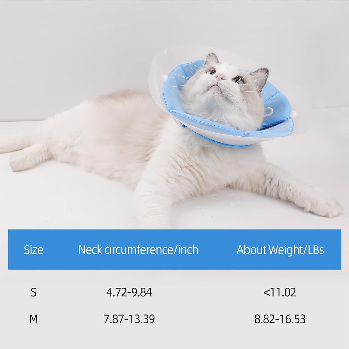Dual Layer Cat Cone, Dual-Purpose Model Lightweight All-Around Protective Neck After Surgery E Collar to Wound (Blue S (4.7inch- 9.8inch))