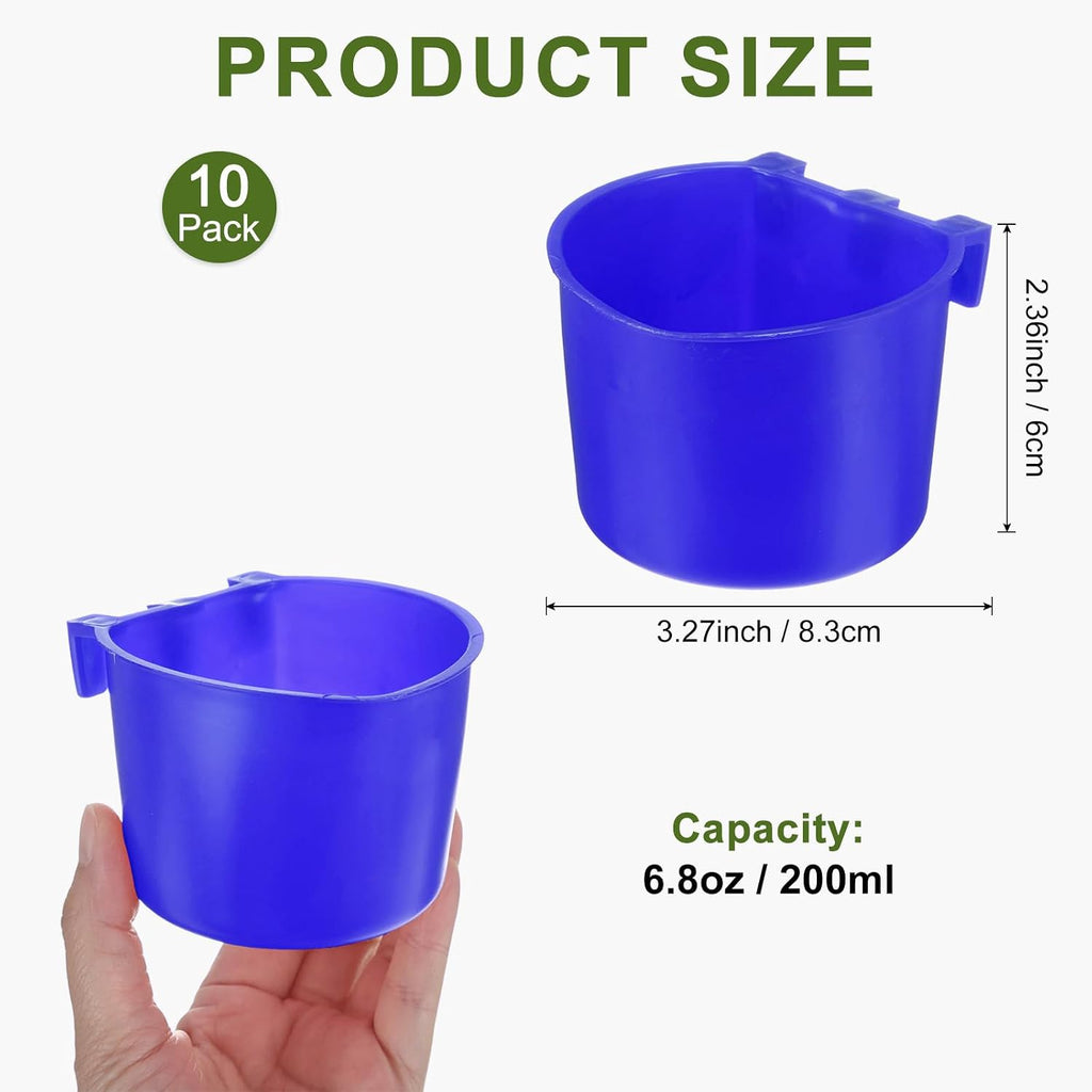 M METERXITY 10-Pack Bird Cage Cups 7 oz Plastic, Blue