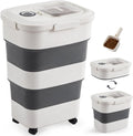 40-50lbs Collapsible Dog Food Storage Container with Wheels, Grey