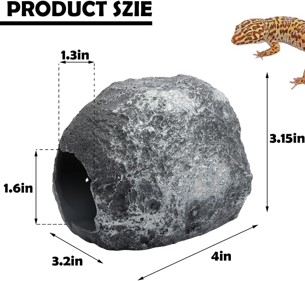 DQITJ Small Reptile Cave Magnetic Design for Easy Viewing Hideout Decoration for Spider Hermit Crab Gecko Corn Snake