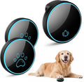 Smart Wireless Dog Door Bell, Doggie Doorbell for Pet Potty Training Communication Go Outside Press Button with 38 Melodies 4 Volume Levels LED Flash (1 Receiver & 2 Transmitter), Black