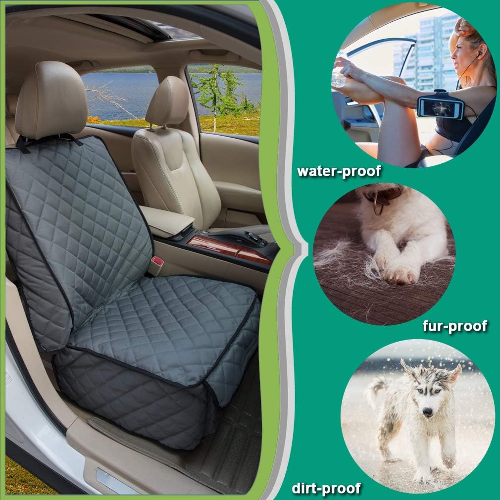 Waterproof Front Seat Cover Dog Car Seat Covers Nonslip and Full Protection with Side Flaps Fits Most Cars, Trucks, SUVs(Grey, 1Pack)
