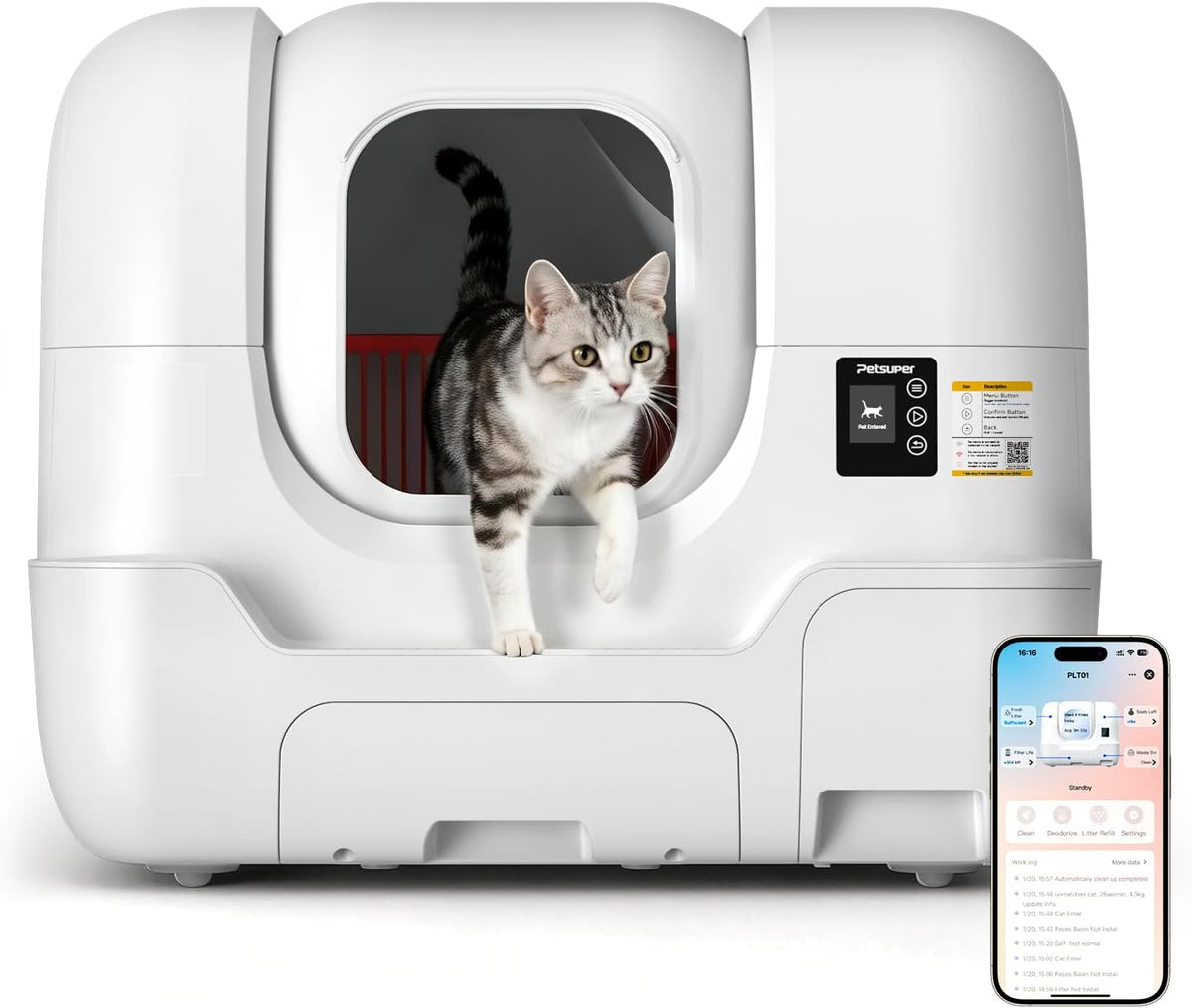 LitterGo Automatic Cat Litter Box, Extra‑Large 68L Smart Self‑Cleaning with Auto Sand Refilling, Auto Packing & Sealing, APP Control for Multi‑Cats