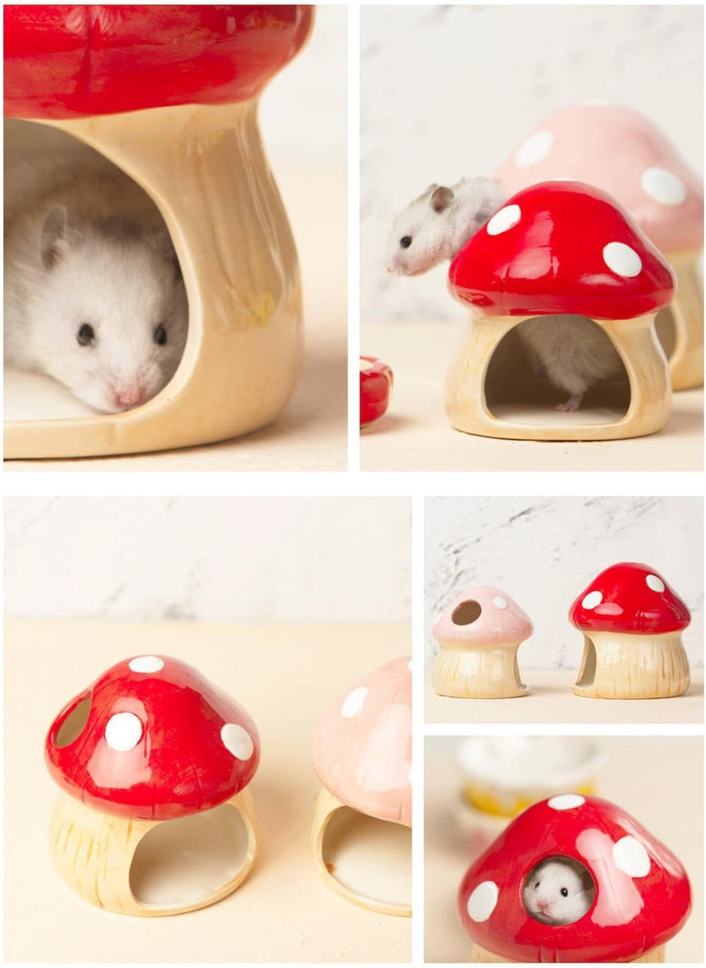 Ceramic Hamster Food Feeding Bowl Creative Furniture Hamster Hideout Mushroom Shaped for Ferret Squirrels Accessories, Food Bowl B