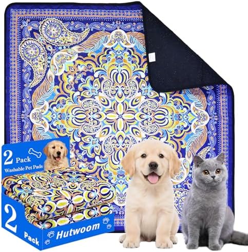 Reusable Pets Underpads, 2 Pack 36"x36" Washable Pee Pads for Dogs, Heavy Absorbency, Non-Slip and Leak-Proof Puppy Pee Mat for Crate, Couch, Floor and Pet Housebreaking