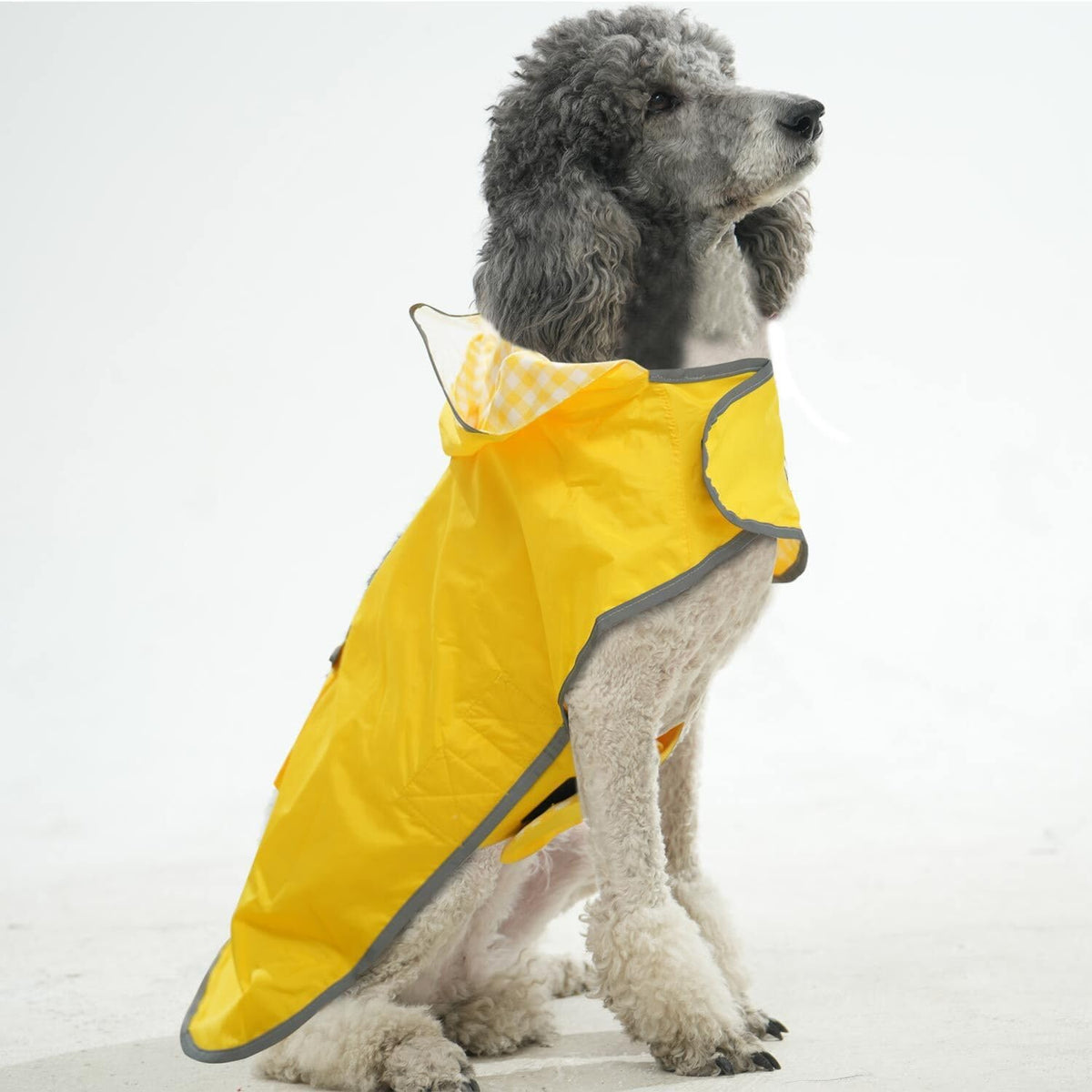 MAMORE Dog Raincoat Reversible,Waterproof Dog Rain Coat Hooded Slicker Poncho with Reflective Strip, Plaid Double Layer Rain Jacket for Small Medium Large Dogs (Yellow, XX-Large(55-77lb))