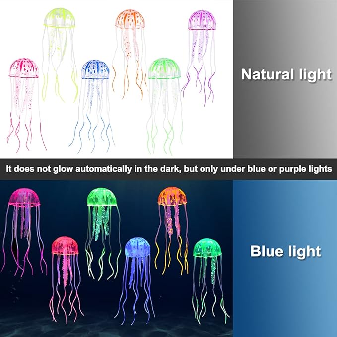 Lpraer 6 Pack Glow Jellyfish Floating Fish Tank Decorations Glowing Effect - Image 3