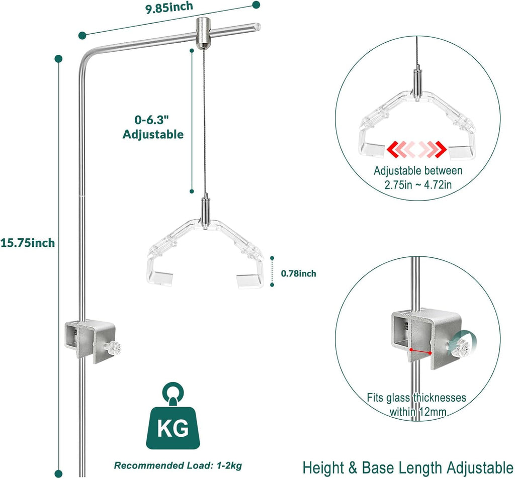 Stainless Steel Aquarium Light Riser Adjustable Hanging Kit Rimless Tank