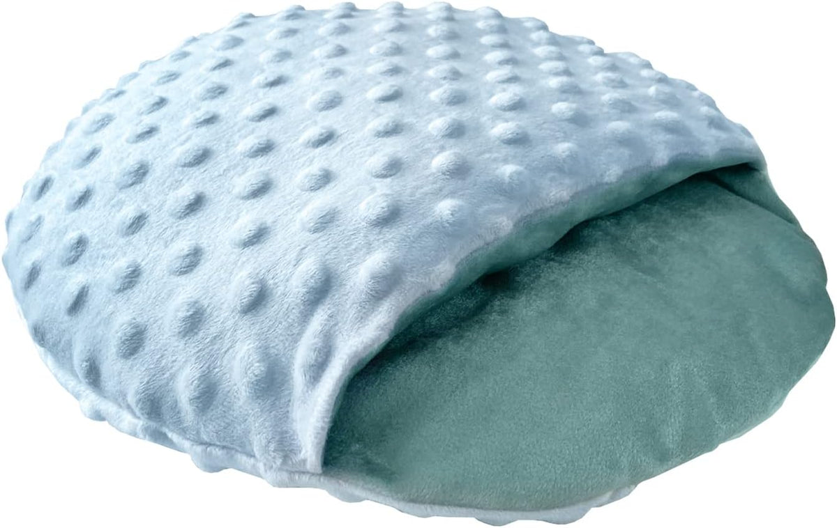 Cozy Velvet Flannel Sleeping Bag Hideout for Hedgehog, Ferret, Rat, Hamster, and Other Small Animal Bed Pouch (Blue Round)