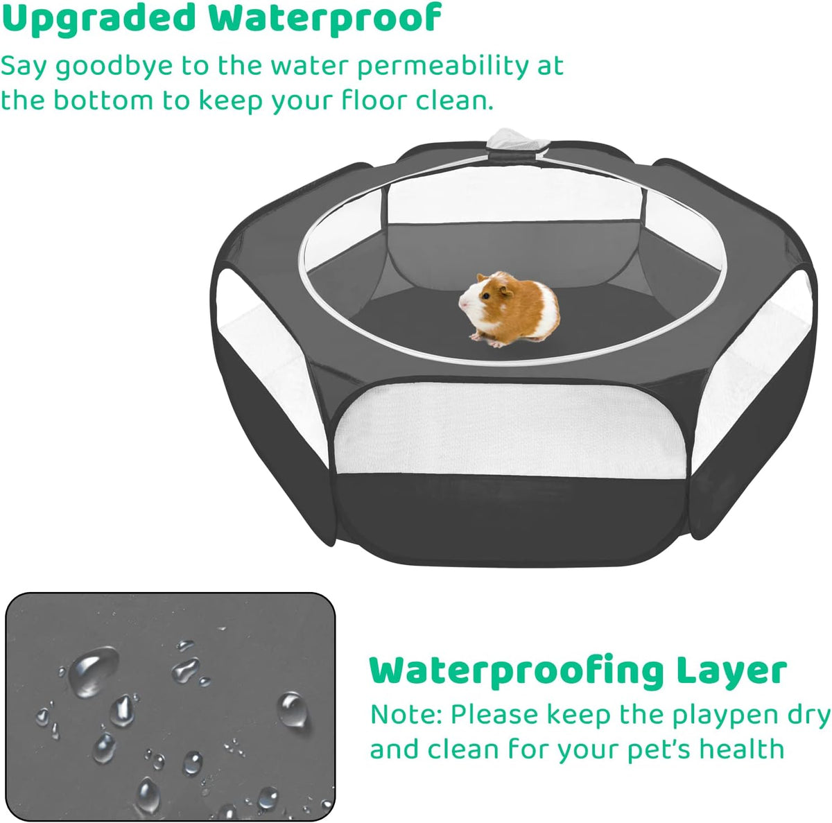 Guinea Pig Playpen with Cover, Hamster Playpen with Top, Rabbit Pop Up Playpen with Roof & Pet Small Rat Toilet, Square Potty Trainer Corner Litter Bedding Box Pet Pan