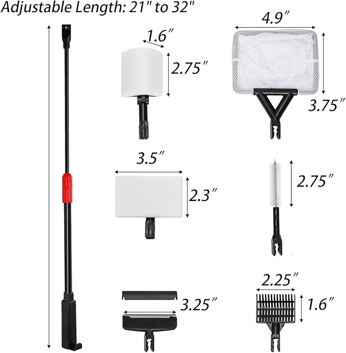 TOPZEA 6 in 1 Aquarium Cleaning Tool Kit, Fish Tank Cleaner Set - Image 2