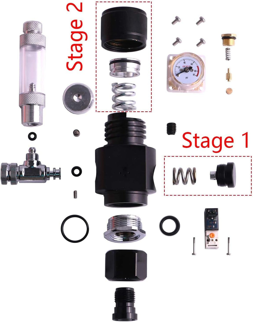 FZONE Dual Stage Mini Aquarium CO2 Regulator for Paintball Tank and CGA320