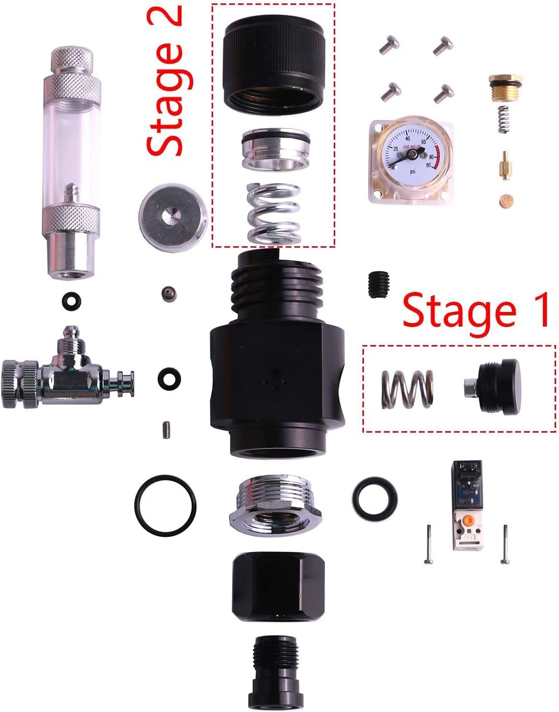 FZONE Dual Stage Mini Aquarium CO2 Regulator for Paintball Tank and CGA320