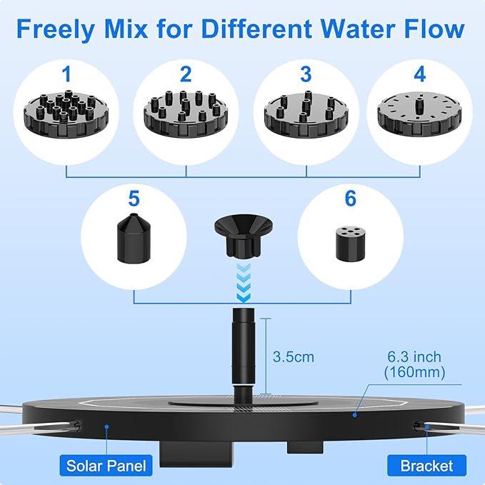 2.5W Solar Bird Bath Fountain Pump, Solar Fountains, Solar Powered Water - Image 5