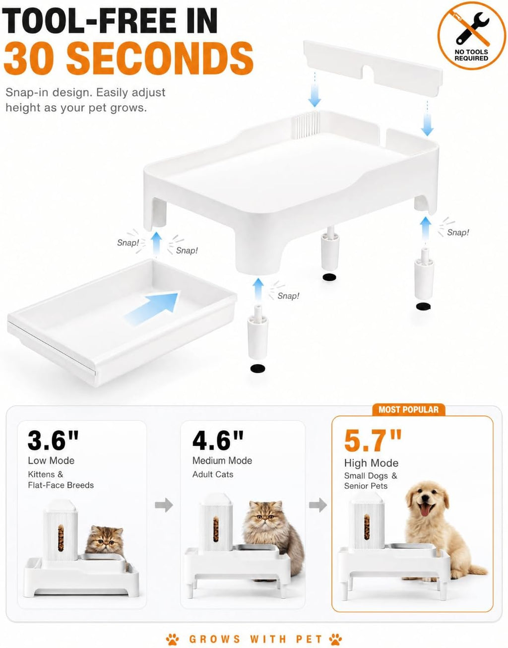 YOUEON Adjustable Elevated Automatic Pet Feeder Stand with Storage Drawer