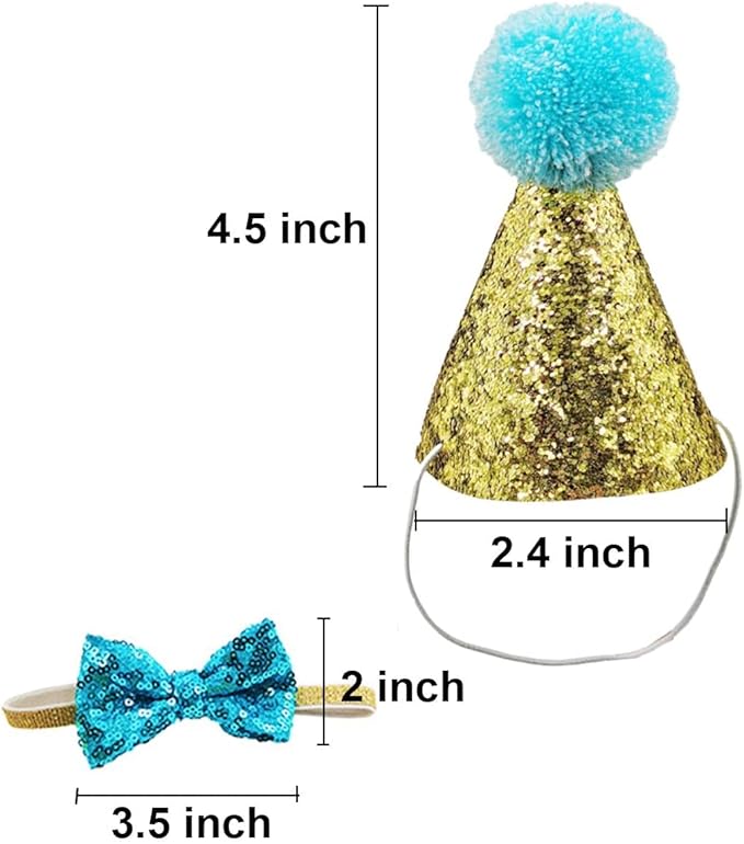 4 Pcs Cat Birthday Hat Bowtie Small Dog Hat Headband Topper Bowtie Adjustable - Image 2