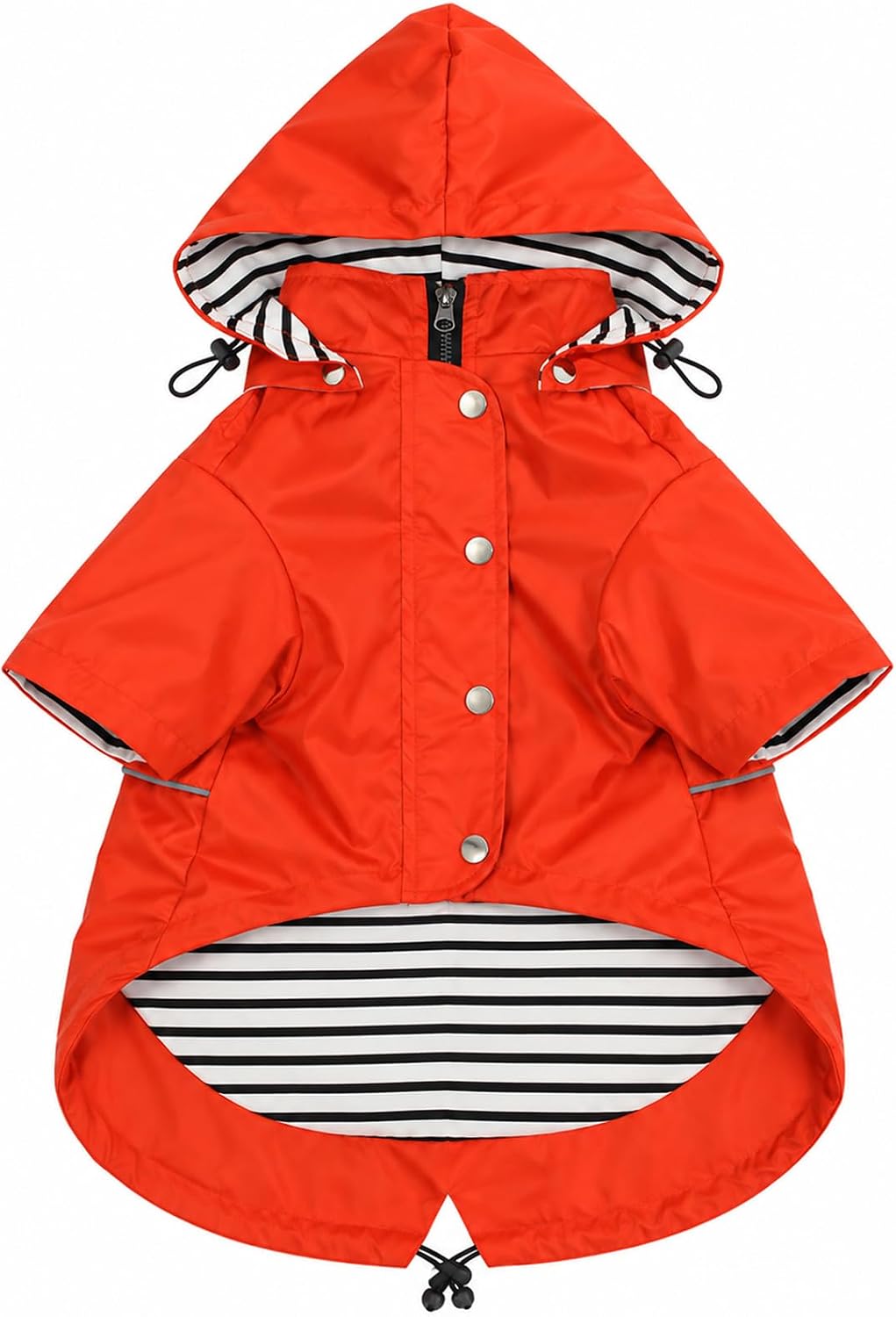 Morezi Dog Zip Up Raincoat with Reflective Buttons, Rain/Water Resistant, Adjustable Drawstring, Removable Hood, Raincoats with Legs 8lbs to 80lbs Available - Pink - M