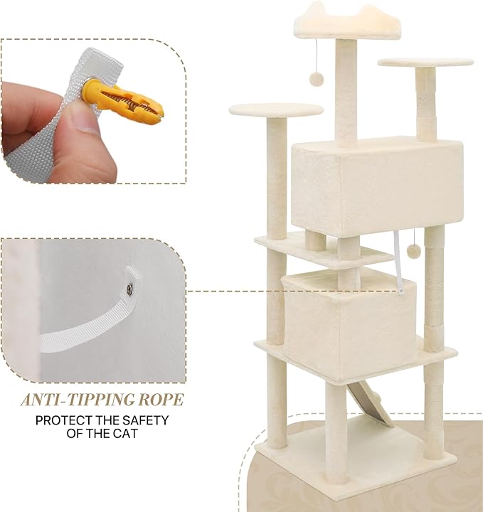 Athena Collection Cat Tree, 70 Inch Cat Tree Tower - Image 7