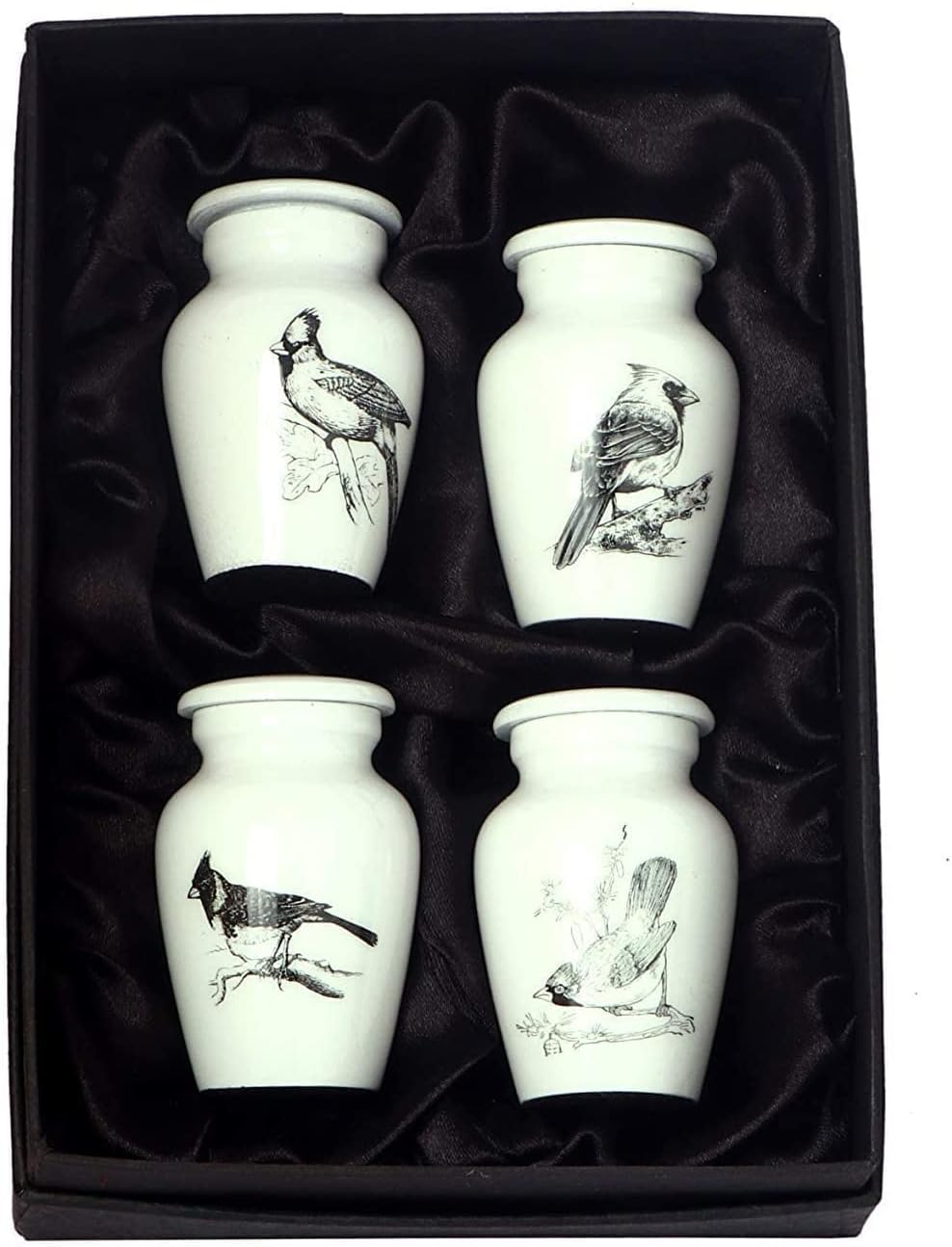 BOLD & DIVINE Small Beautiful Red Cardinal Keepsake Urns |for Human Ashes | Mini Urns Qty 1 with Velvet Bag & Funnel