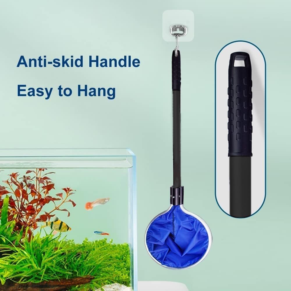 Koi Fish Tank Net, Semi-Permeable Fishing Soft Lightweight Mesh Basket Aquarium Netting Long Handle Large Koi Sock Net for Large Fish Eggs Safety, Isolating, Transfer