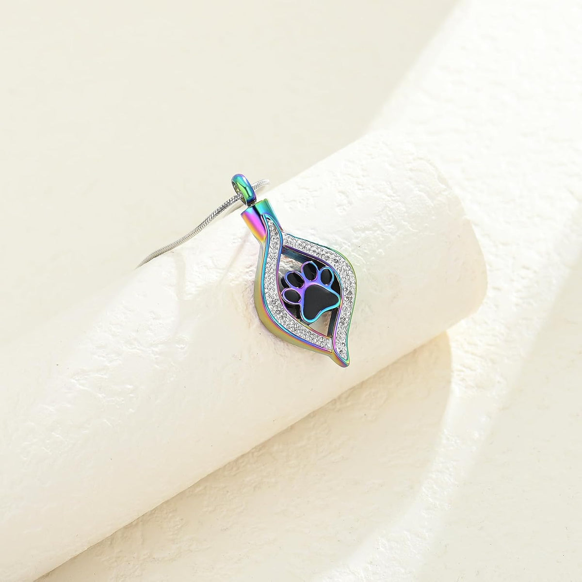 The Eye of My Heart Paw Print Urn Necklace for Ashes