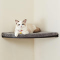 LIORCE Wall Mounted Corner Cat Bed - Cat Shelf with Comfortable Cushion - Minimalistic Cats Furniture for Indoor Cats - Climbing Perch for Wall, Walnut