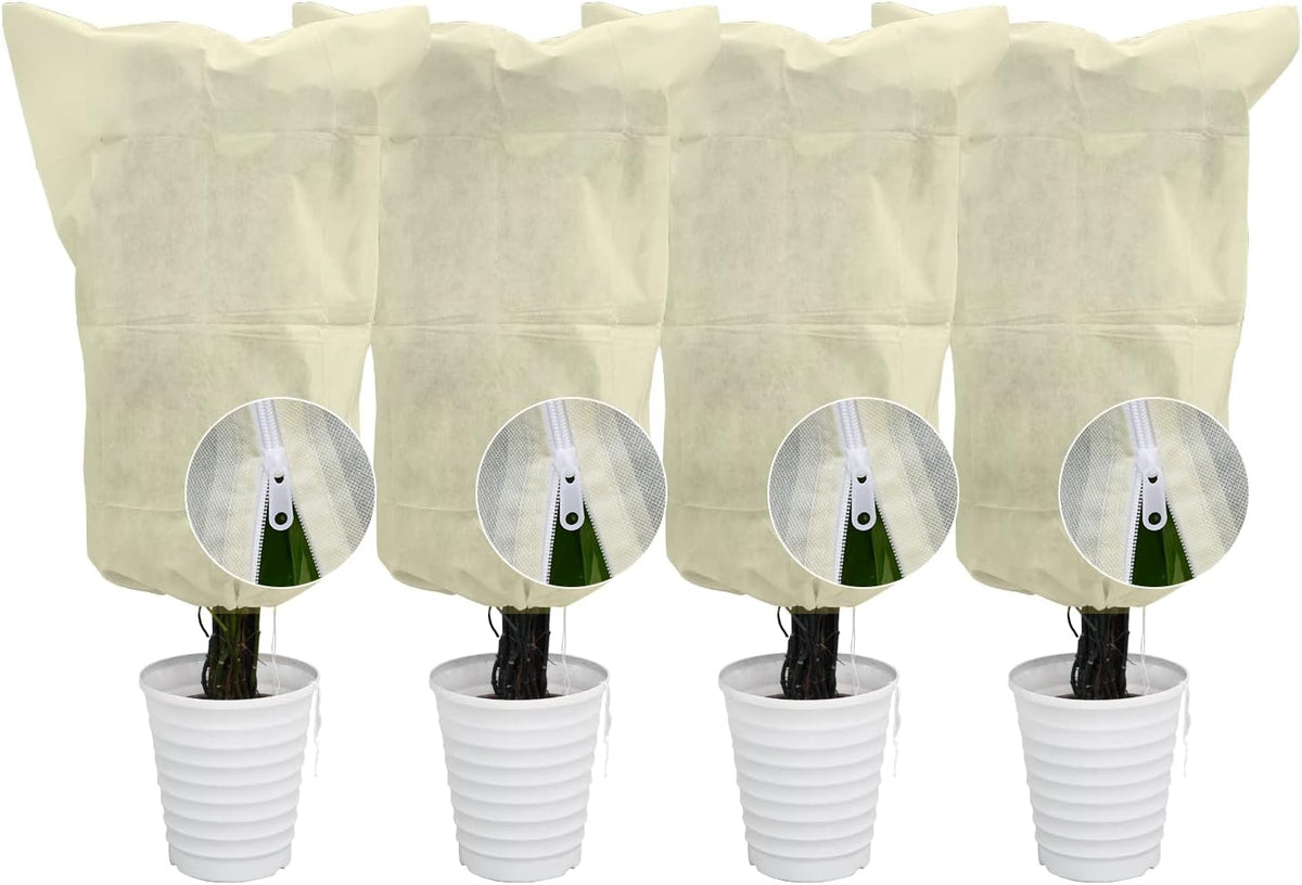 EAONE 12 Pack Plant Covers Freeze Protection, 24x32'' Winter Frosts Cloth for Outdoor Plants, Reusable Frost Blankets Drawstring Bags for Cold Freeze Sun Protection Bird Insect Prevention,Green
