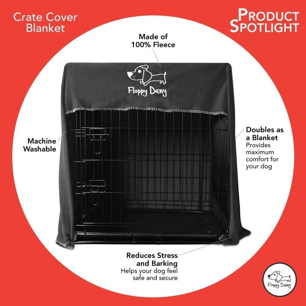 Floppy Dawg Crate Cover. Fits 42 Inch Dog Crates or Smaller. Easy to Put On, Take Off, and Adjust. Doubles as a Comfy Blanket. Slate Gray Lightweight and Breathable Polar Fleece