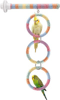 Litewoo 3-Ring Bird Swing Parrot Perch Colorful Cotton Rope Chew Climbe Toy