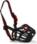 Ancol Gentle Strong Secure Plastic Dog Muzzle in Black Red - Basket Style Biting Control for Aggressive Dogs - Pre Moulded Shape - Size 4 20cm x 7.5cm