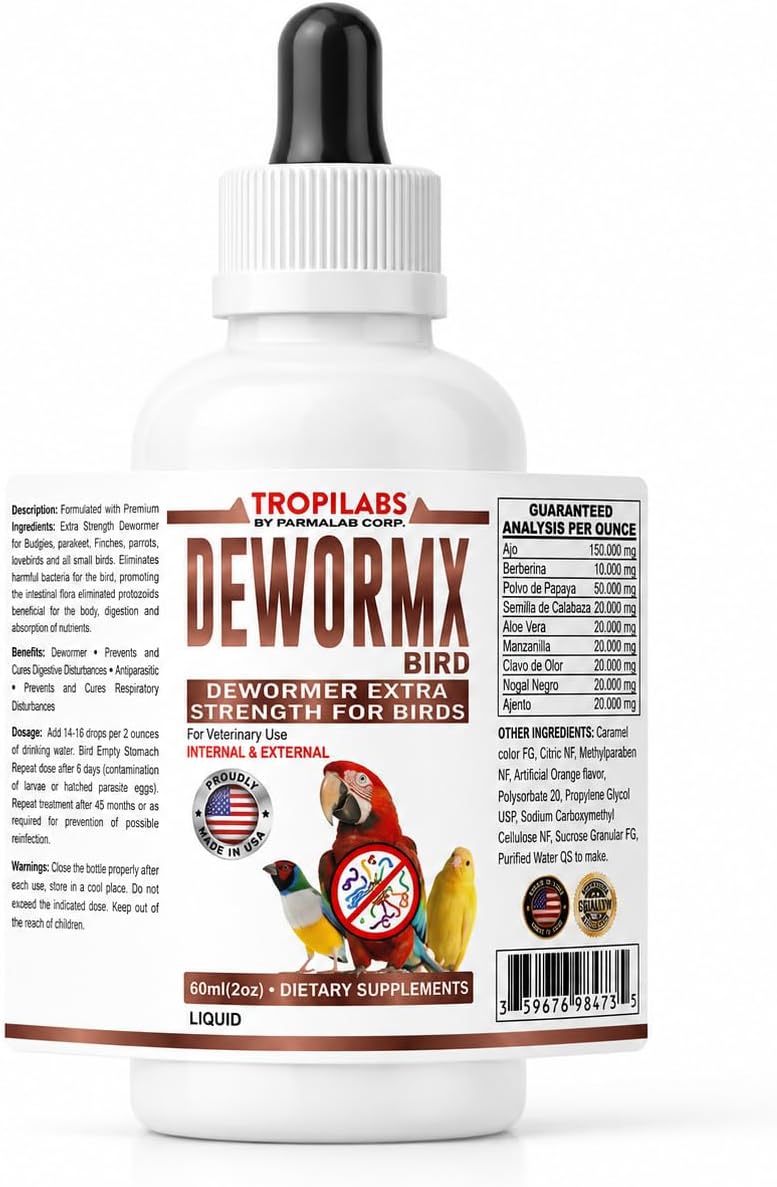 Farmalab Natural Dewormer Internal & External 100 Tabs Poultry - Vitamin for Poultry Rooster Hen Chicken Baby Chick Doves Pigeons and All Caged Birds (All Caged Birds)