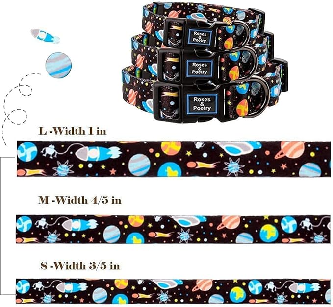 Roses&Poetry Dog Collar with Colourful Star Patterns, Adjustable Durable Puppy - Image 4