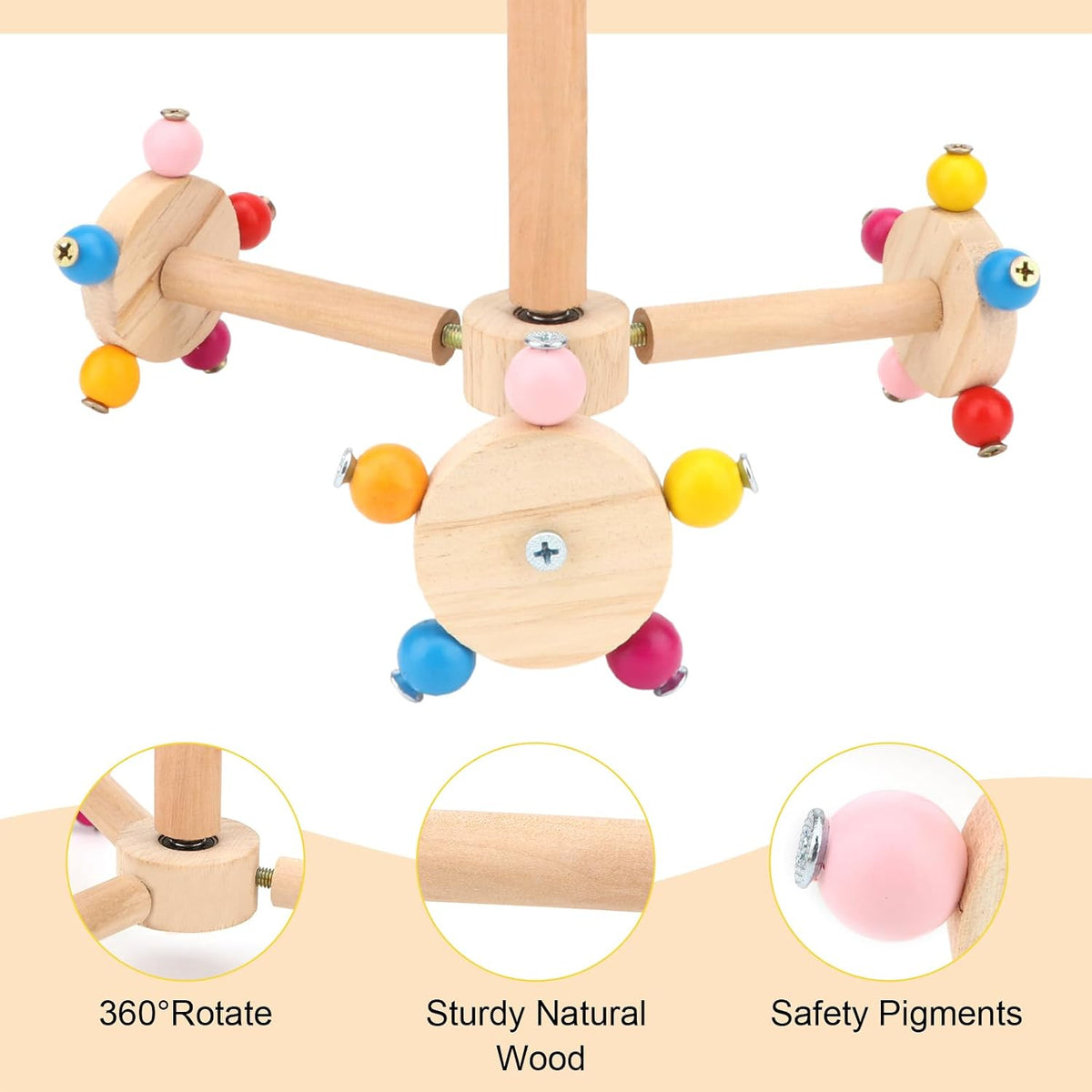 Hypeety 360° Rotating Bird Perch Stand Wooden Exercise Toy for Parrots