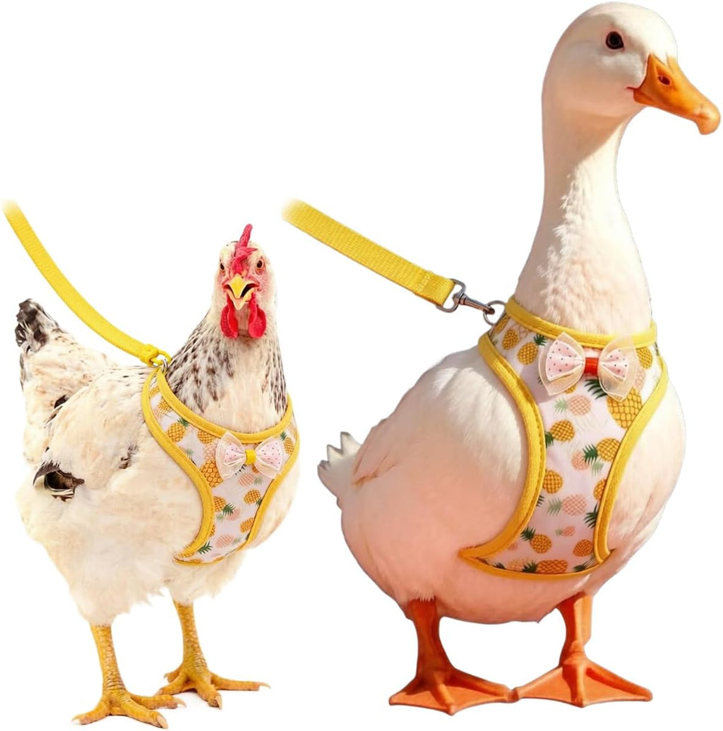 Chicken Harness with Leash, Duck Harness Vest for Goose Hans Yellow, Medium