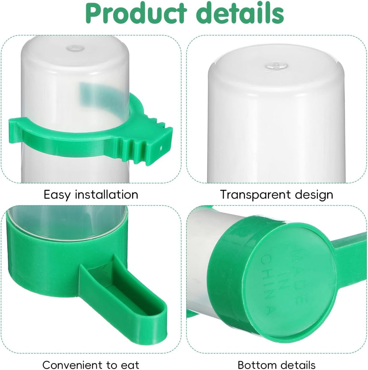 LIOOBO Bird Water Feeder for Cage 10 Pcs Automatic Drinking Bowls for Pigeon Canary Budgie Parakeet Plastic Hanging Water Dispenser for Indoor Outdoor Feeding
