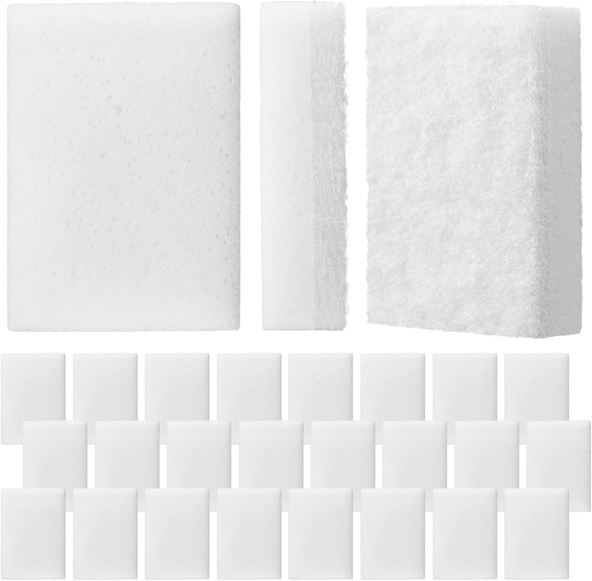 Vesici 24 Pcs Aquarium Cleaning Sponge, Double Side, Non Scratch, White