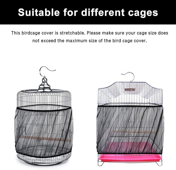 Universal Bird Cage Seed Catcher, Elasticity Airy Gauze Guard Net Cover - Image 7