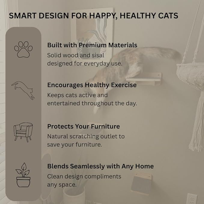 Modern Cat Wall Furniture Set – 5-Piece Hanging Shelves - Image 6