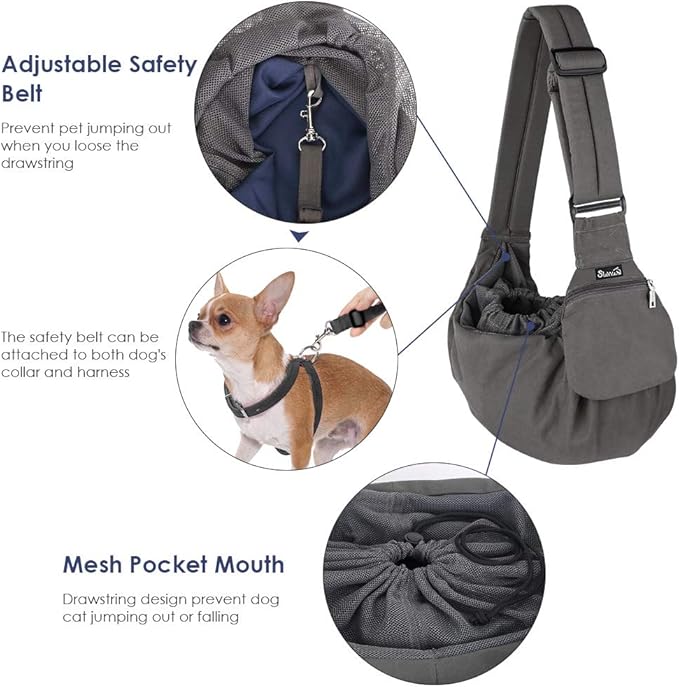 Lukovee Dog Sling Carrier, Hard Bottom Support & Adjustable Soft Padded - Image 3