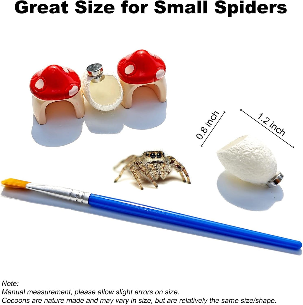 20 Pack Silk Cocoons with Magnets for Jumping Spiders Spoods Hides Silk Cocoon Spider Hide Jumping Spider Enclosure Habitat Accessories for Small Insects Critters