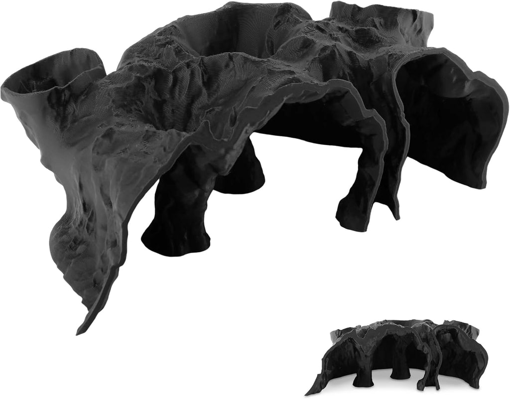 Black Aquarium Cave for Fish Tank, 3D Printed Fish Hideout Tunnel