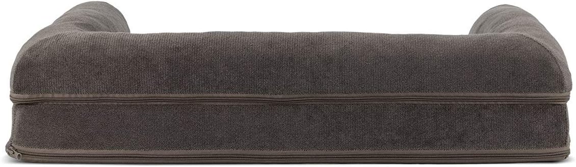 FurHaven Soft, Orthopedic Foam Sofa Dog Bed with Washable & Removable Cover - Sherpa/Chenille - Coffee, Dogs Up to 35 lbs - Medium