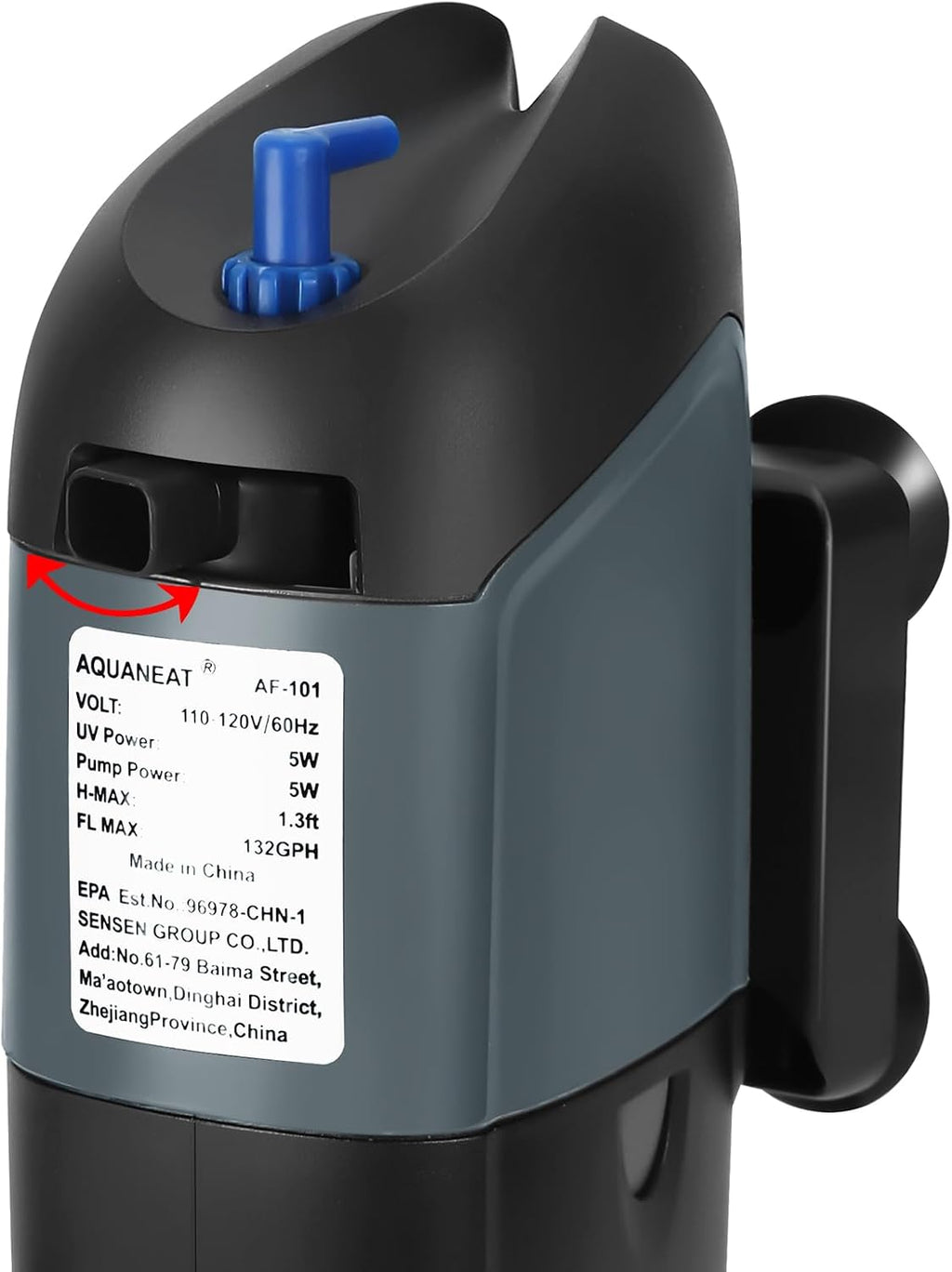 AQUANEAT Aquarium Filter 5W UV Bulb Green Water Killer Submersible Pump Filter 132 GPH for 75 Gallon Fish Tank